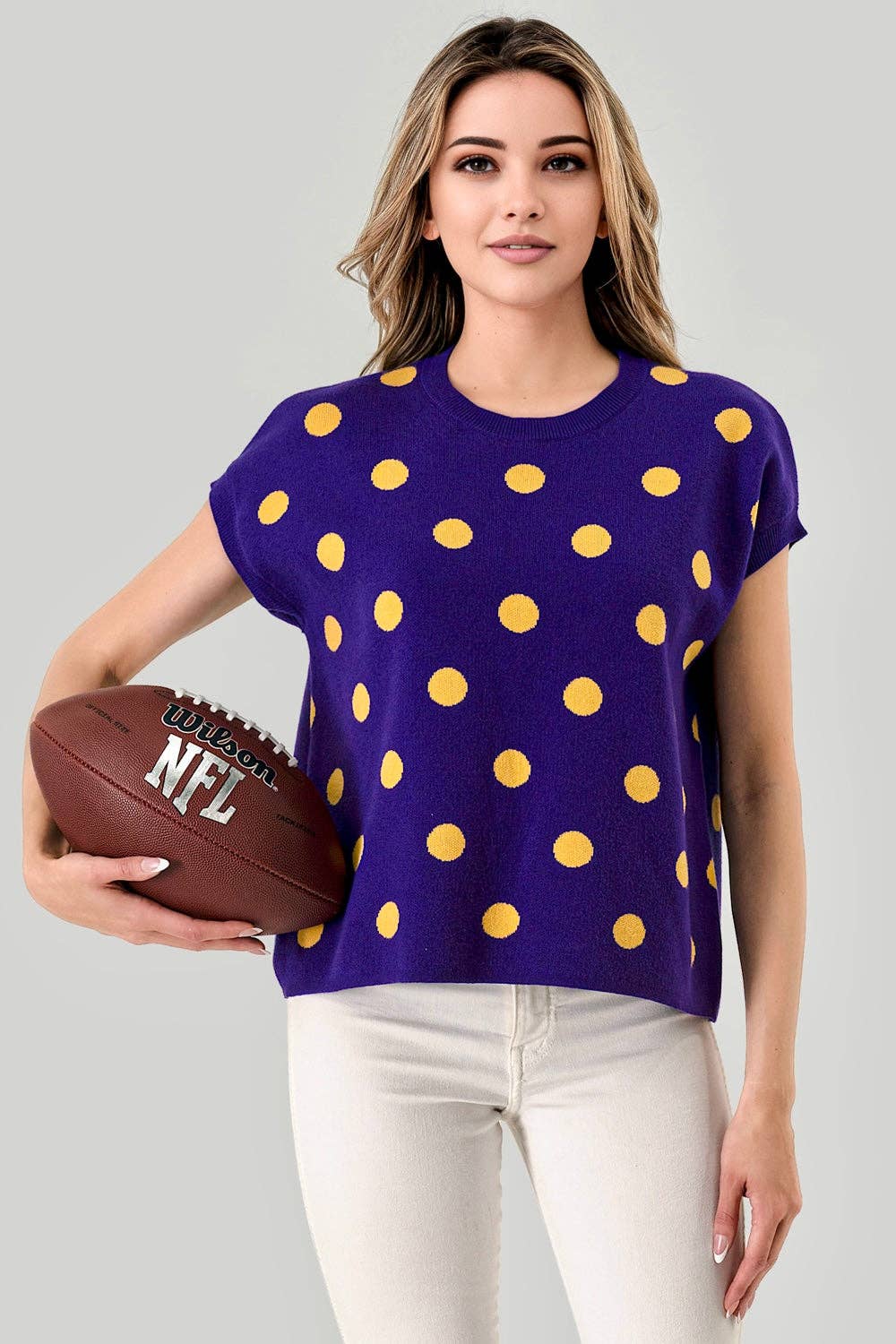 Purple Polka Dot Sweater Top