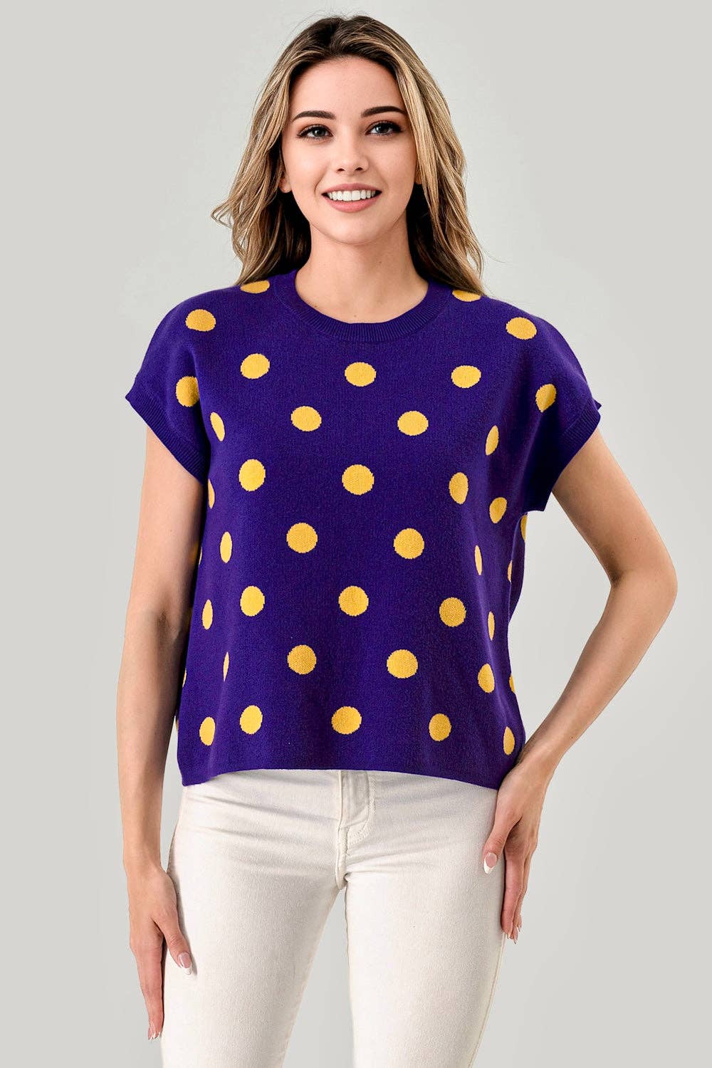 Purple Polka Dot Sweater Top