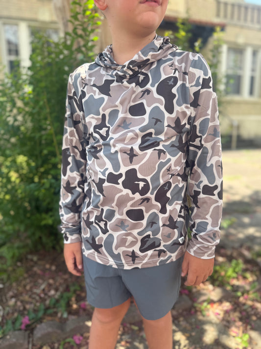 Burlebo Youth Performance Hoodie- Mallard Mayhem Camo