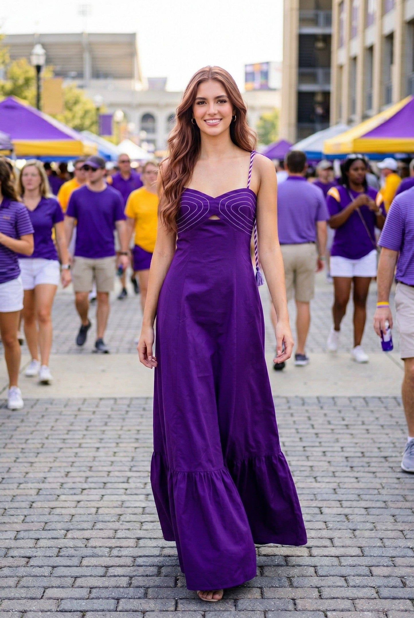 Purple Braided Strap Maxi Dress