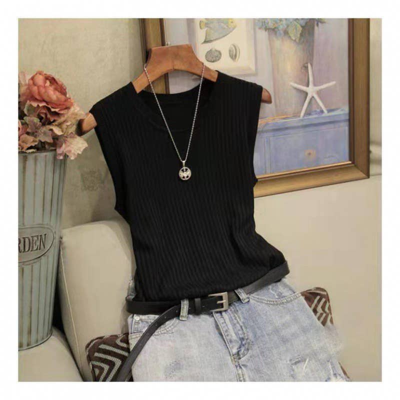 Margot Ribbed Knit Tank - Black