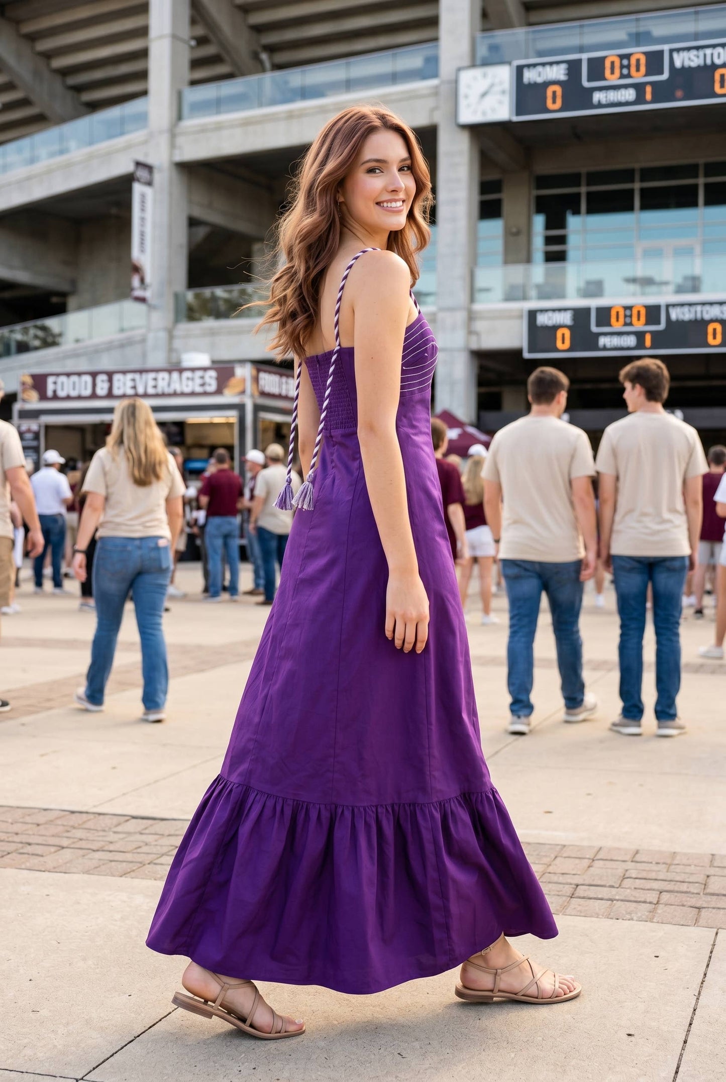 Purple Braided Strap Maxi Dress