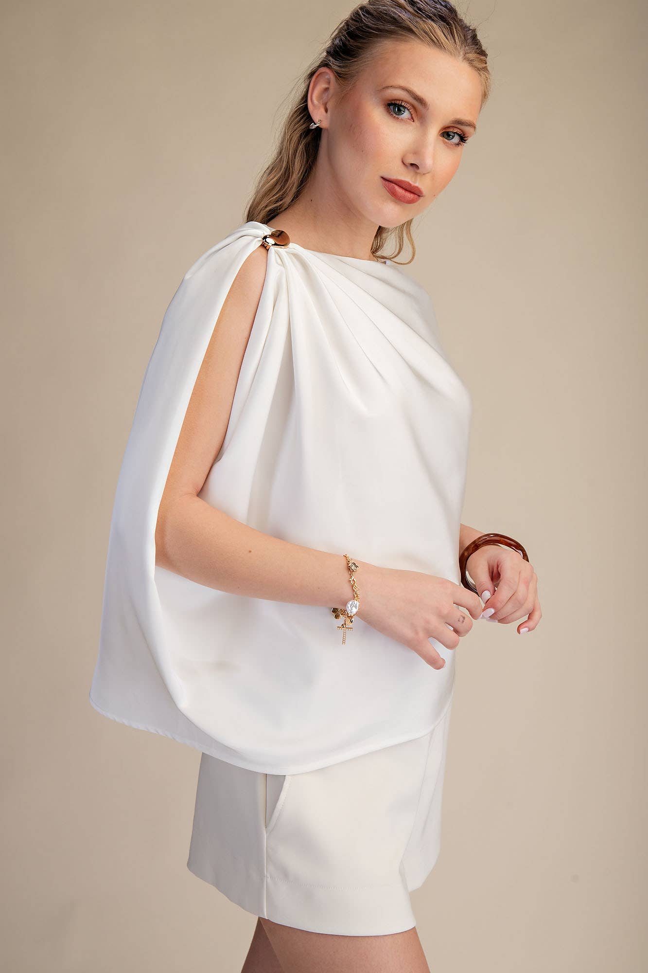 Asymmetrical Satin Top