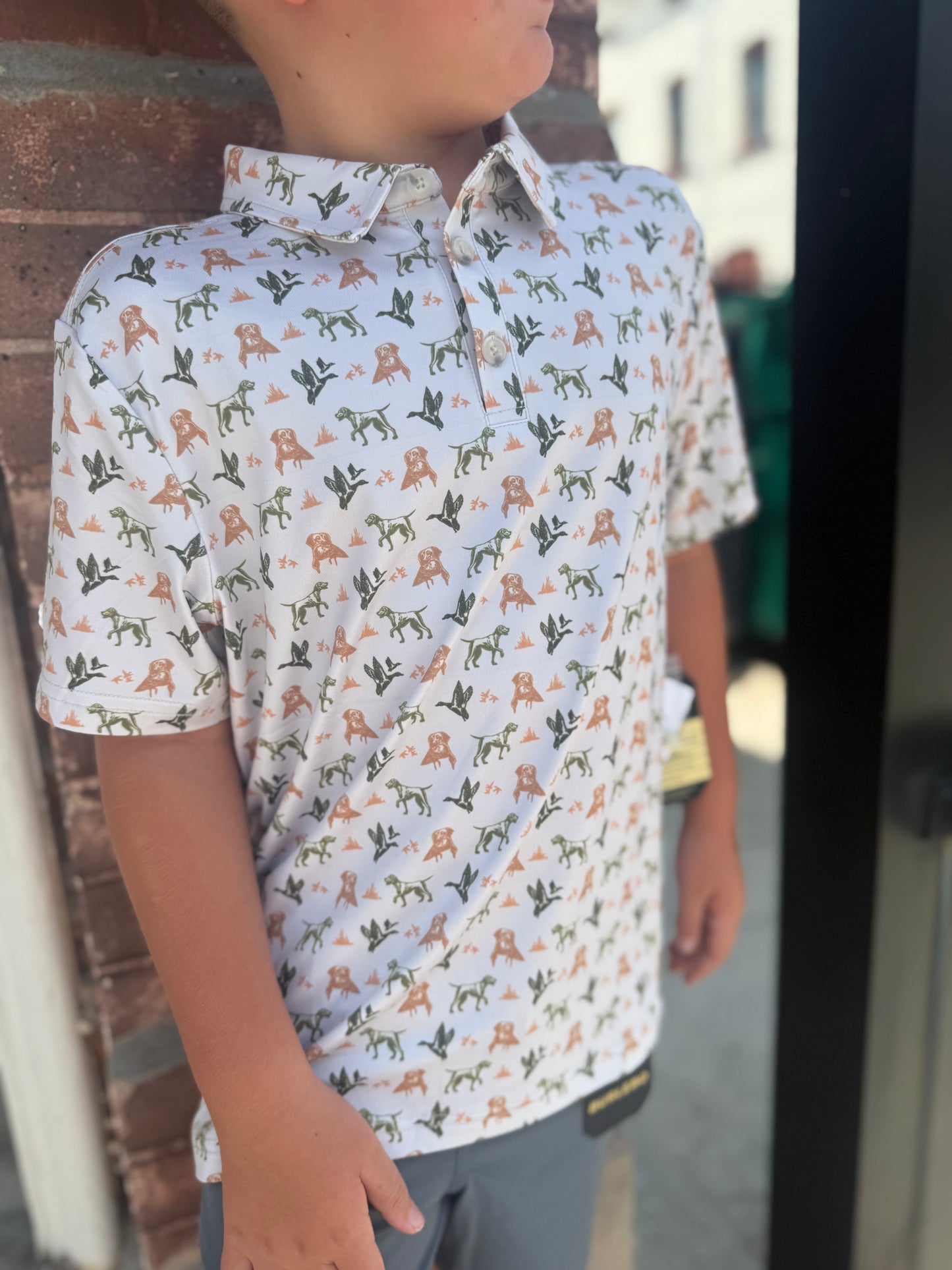 Burlebo Youth Performance Polo- Mallard Duck Dog