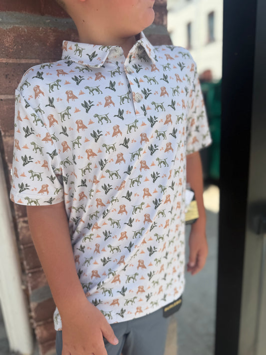 Burlebo Youth Performance Polo- Mallard Duck Dog