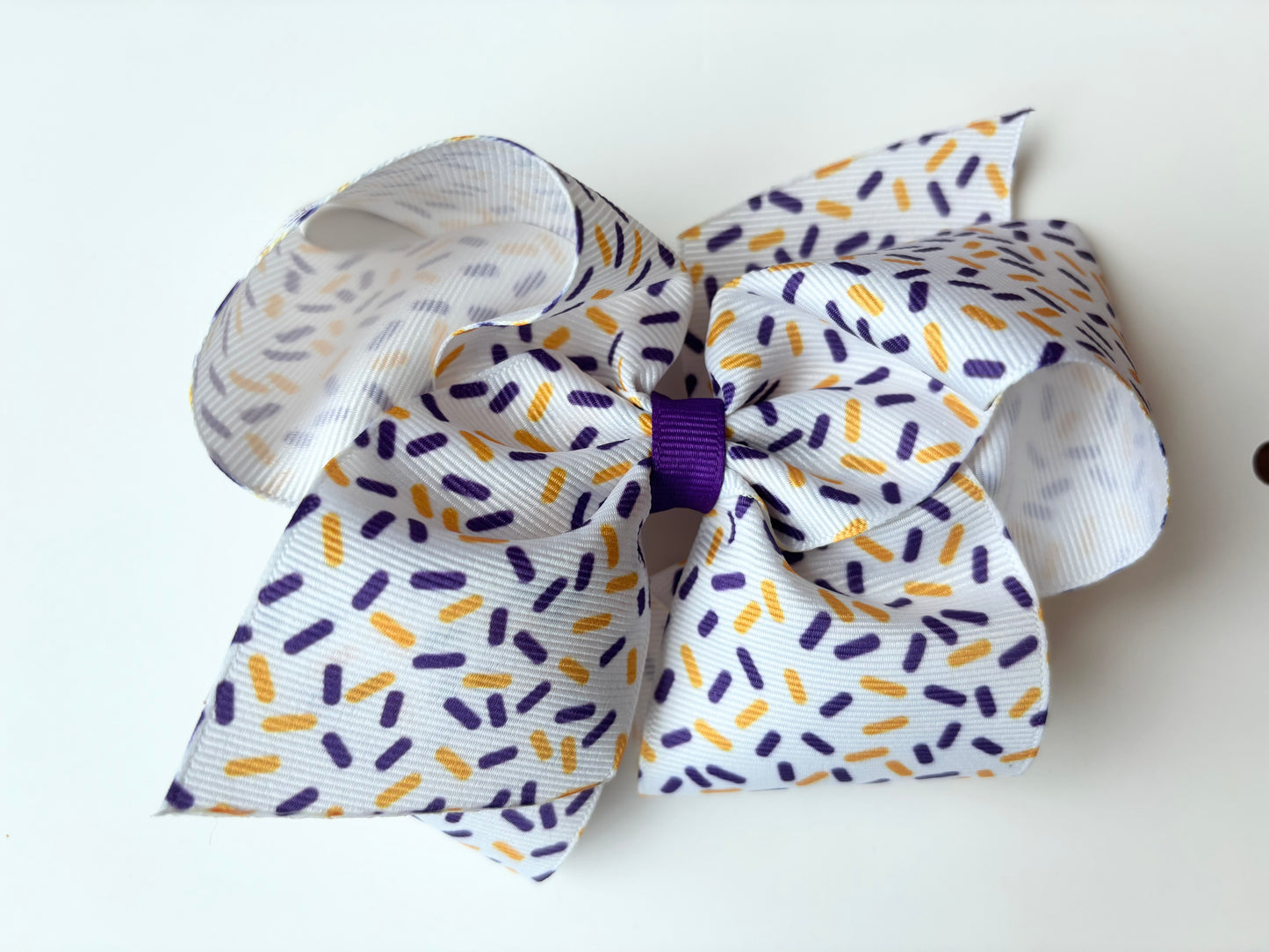 King Purple and Gold Confetti Bow