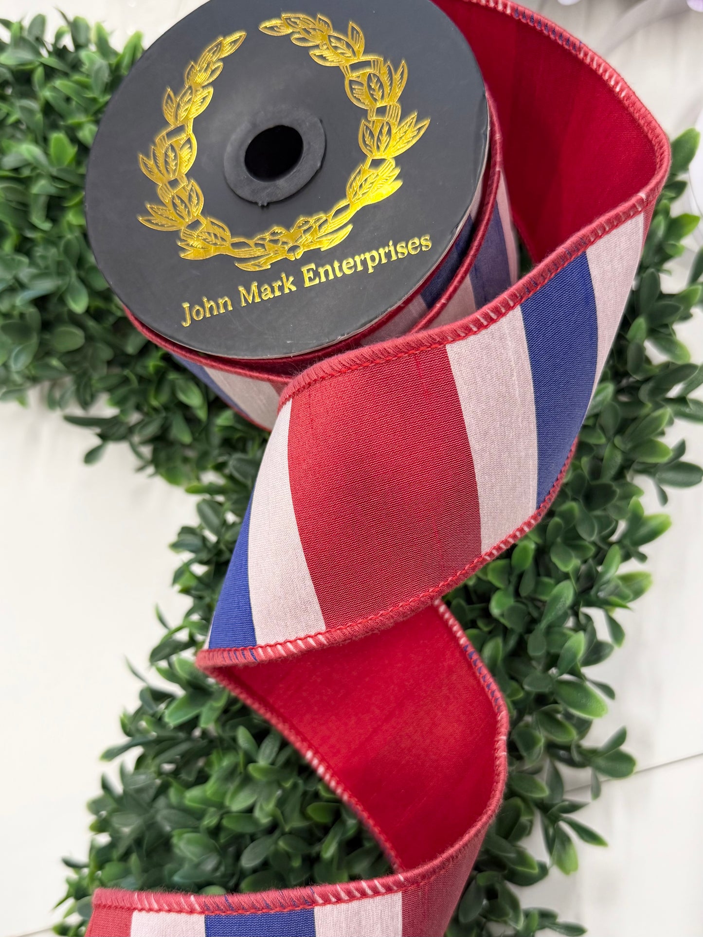 Dupion Red White Blue Stripe- John Mark Enterprises