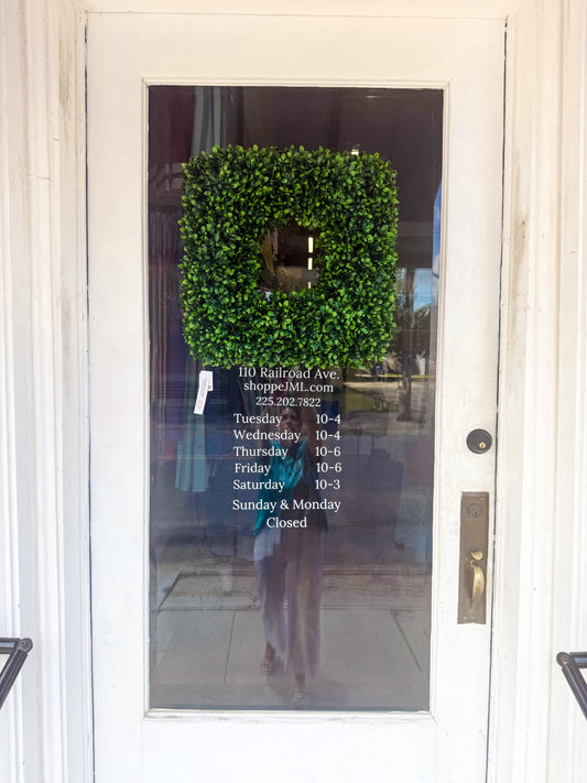 22" Square Boxwood Wreath
