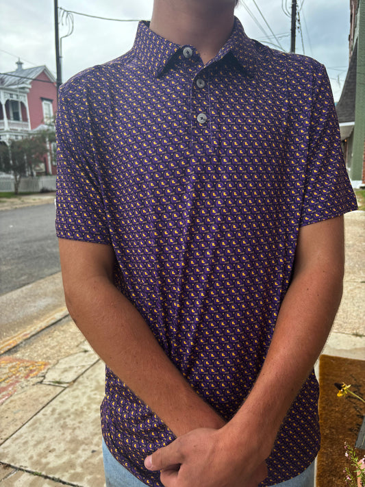 Burlebo Adult Performance Polo- Purple and Gold Helmet
