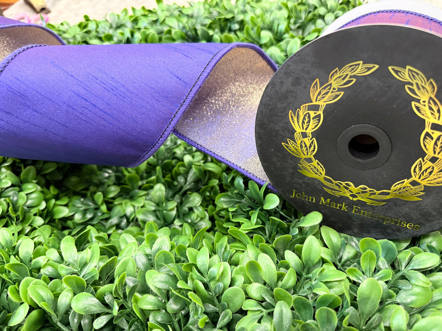 John Mark- Dupion Purple Splash Ribbon