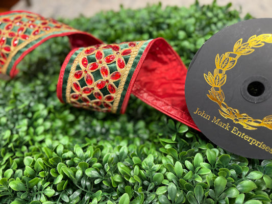 John Mark- Green Velvet Red Floret Center