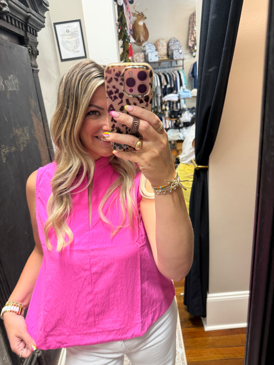 Stand Collar Sleeveless Top