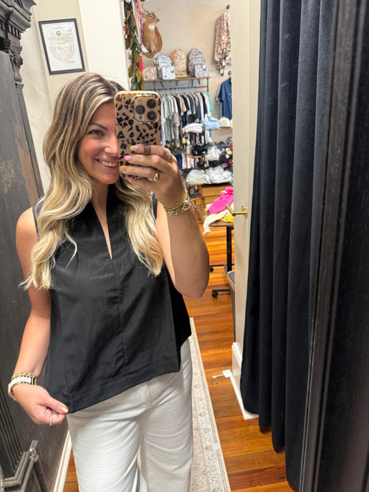 Stand Collar Sleeveless Top