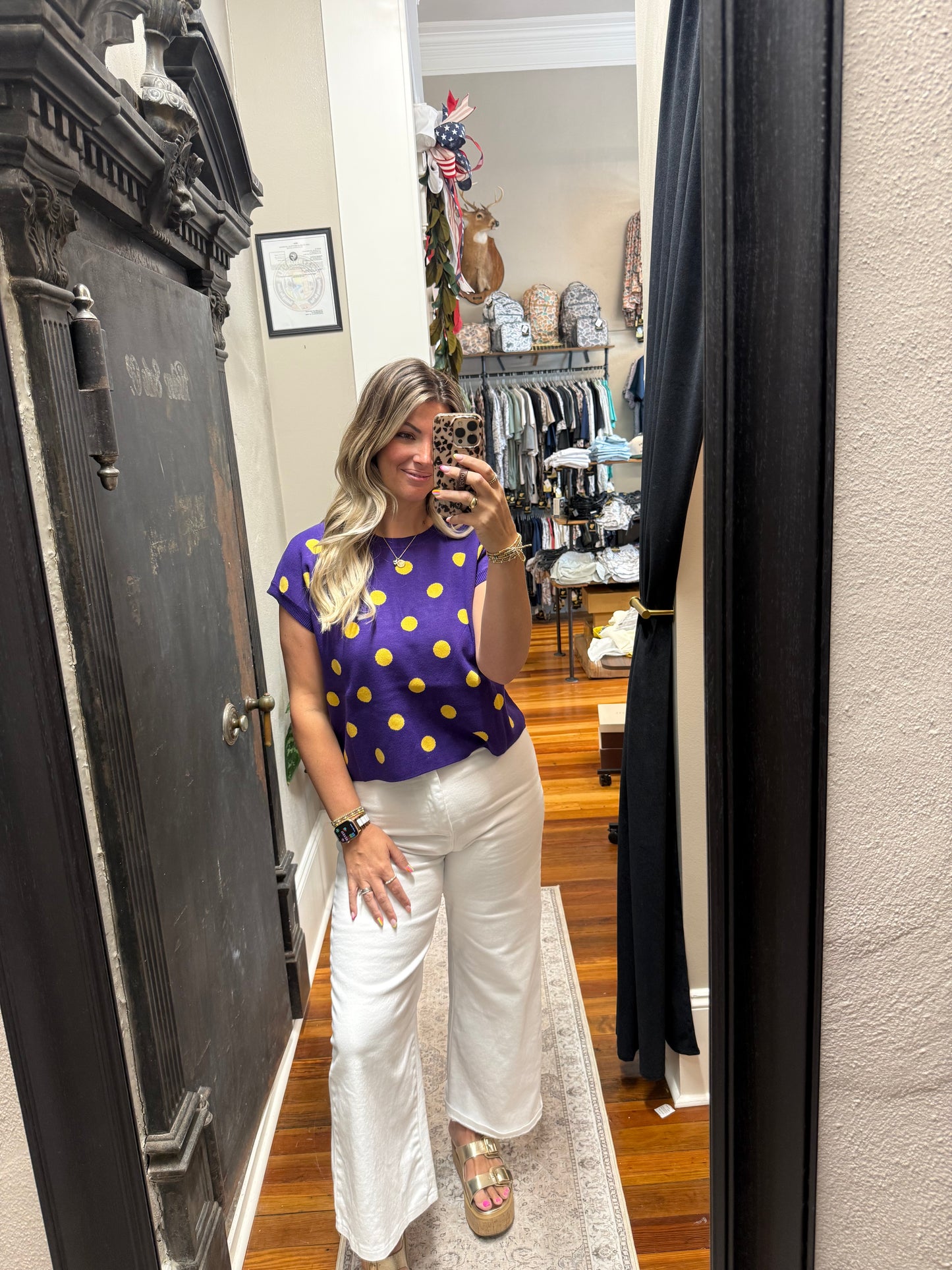 Purple Polka Dot Sweater Top