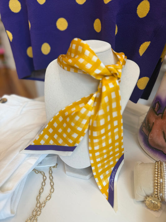 Tailgate Check Twilly in Gold & Purple