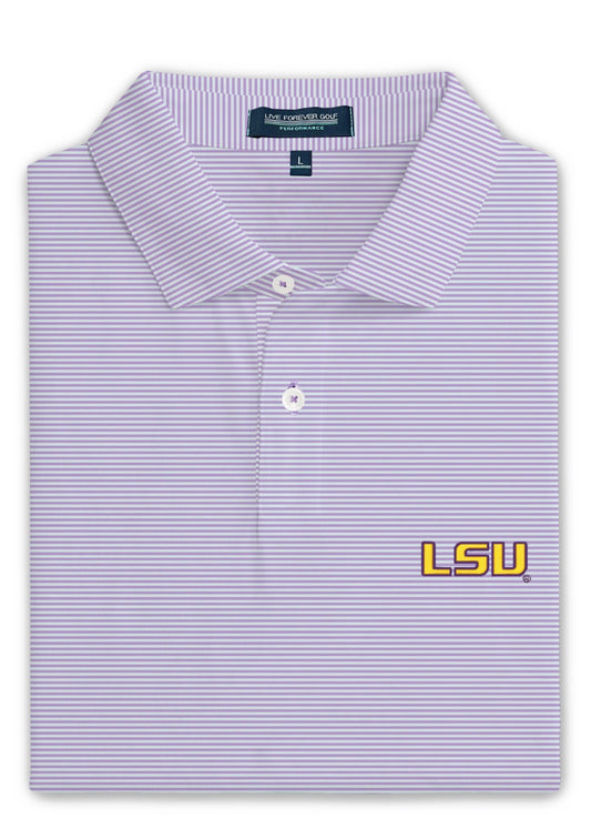 LSU Performance Polo - Lilac Micro Stripe