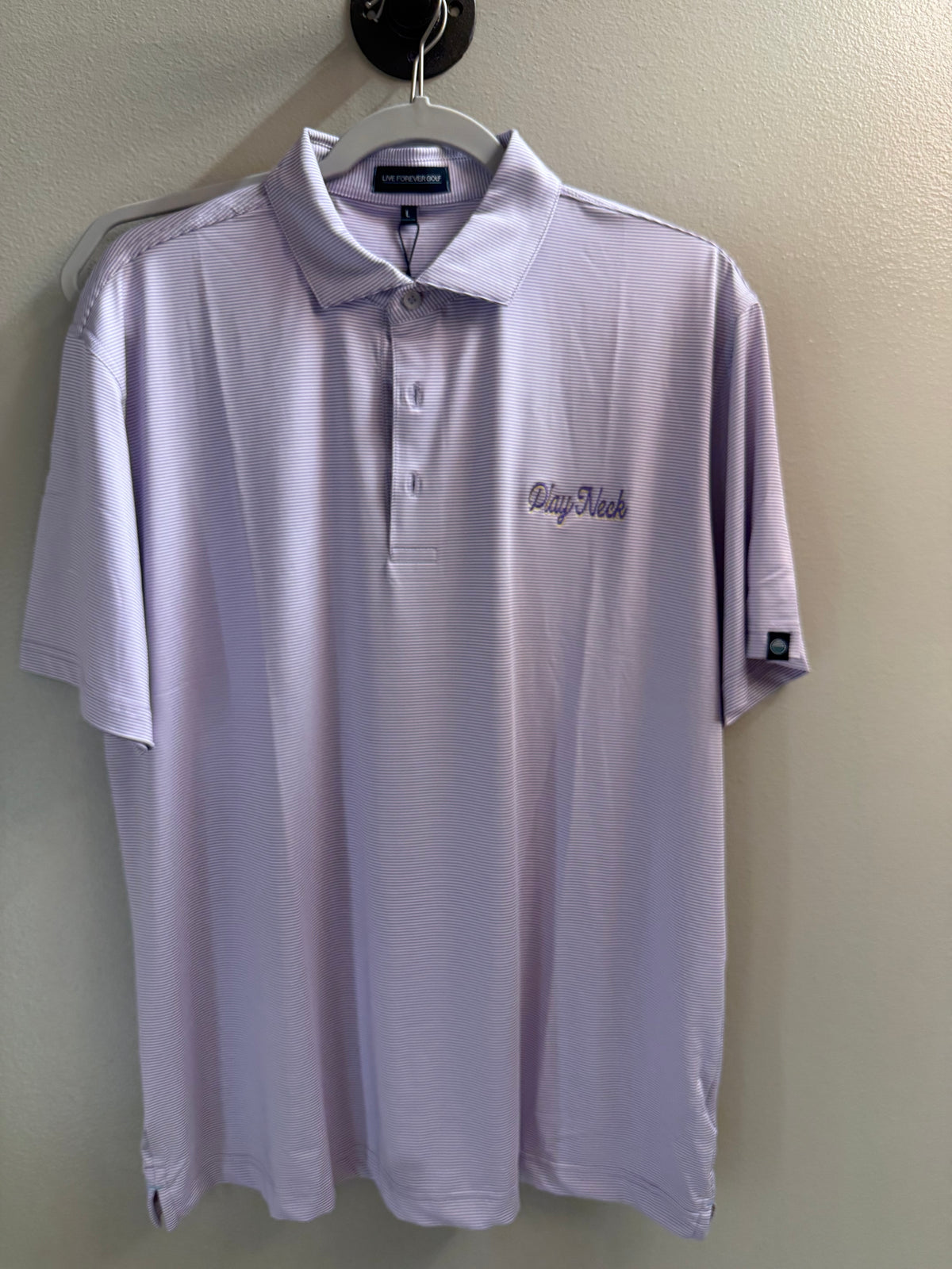 Play Neck Performance Polo Micro Stripe Purple