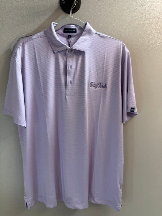 Play Neck Performance Polo Micro Stripe Purple