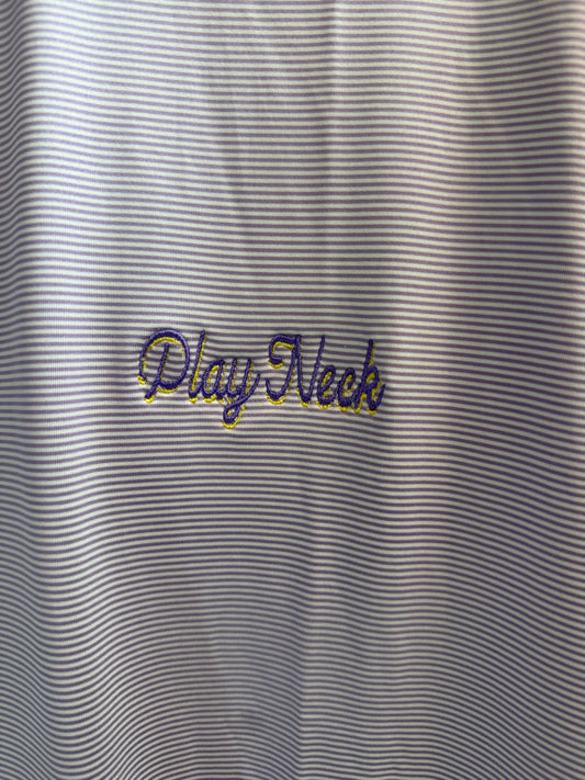 Play Neck Performance Polo Micro Stripe Purple