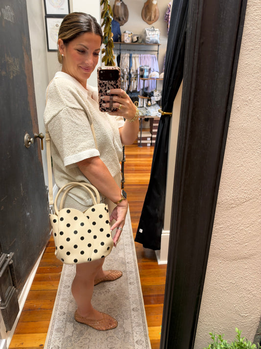 Tulip Cream Polka Dot Purse
