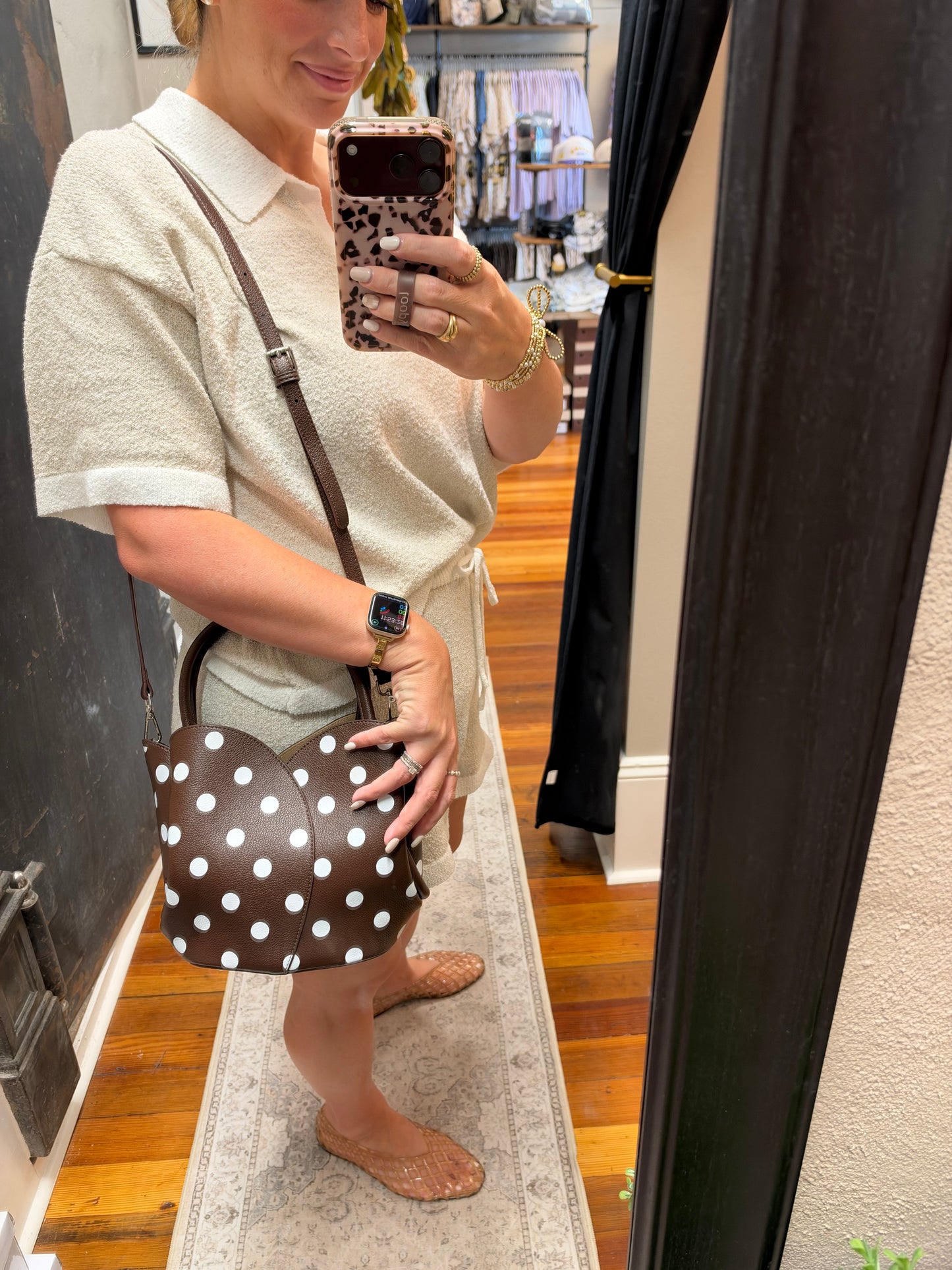 Tulip Choco Polka Dot Purse