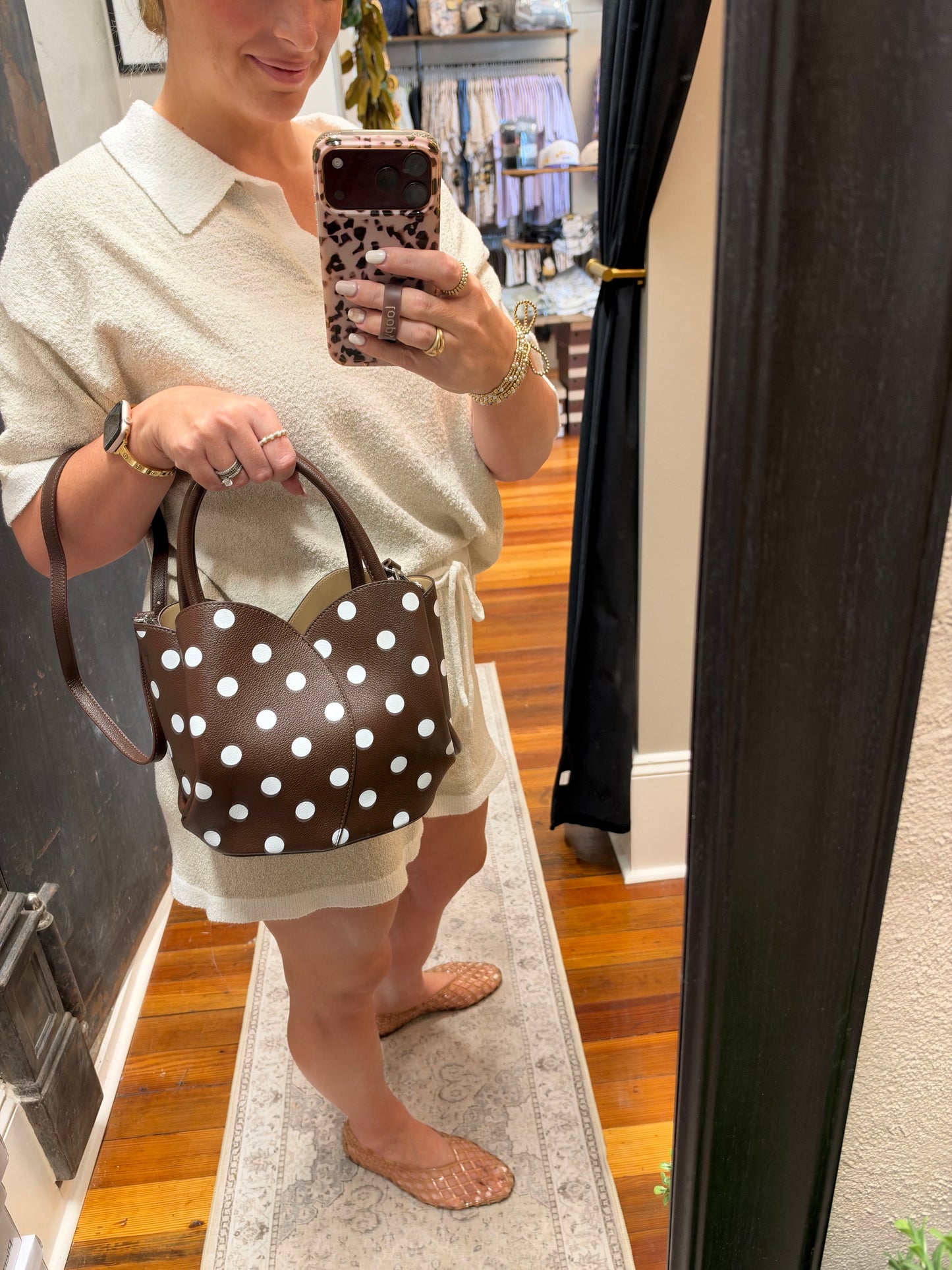 Tulip Choco Polka Dot Purse