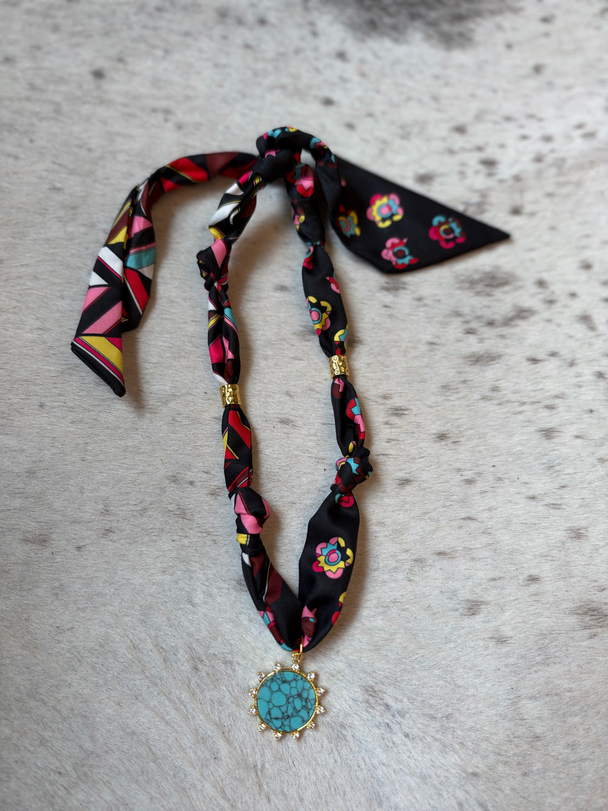 Black & Turquoise Scarf Necklace