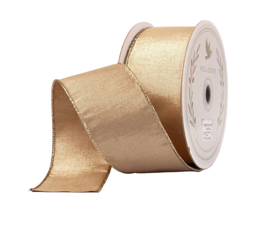 Fig & Dove- Gold Dupioni Ribbon