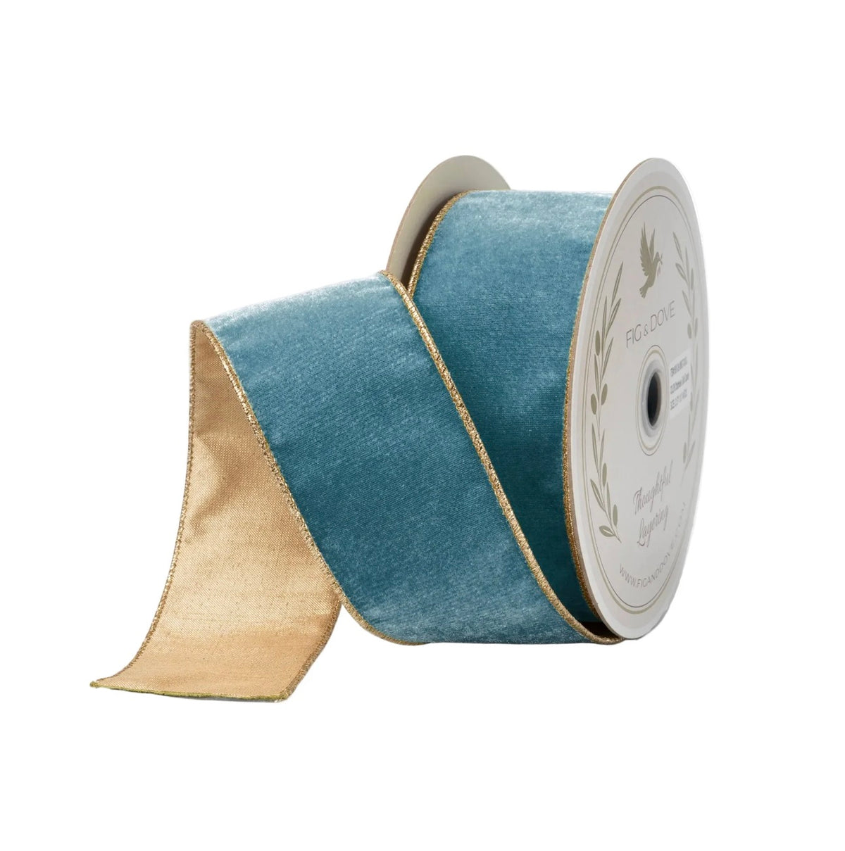 Fig & Dove- Peacock Blue Velvet Ribbon