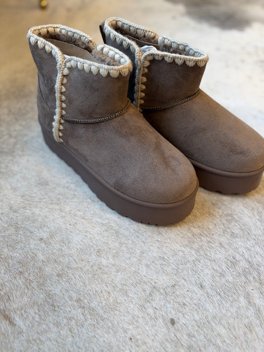 Rochas Scalloped Ugg Platform Boot- Mocha
