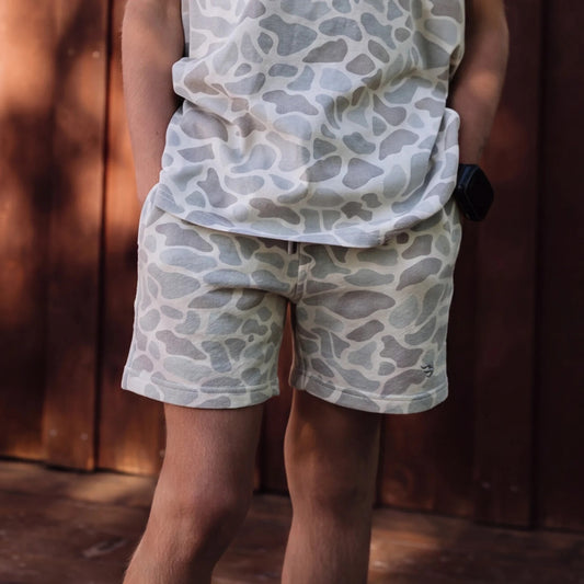 Burlebo Youth Vintage Washed Shorts- Deer Camo