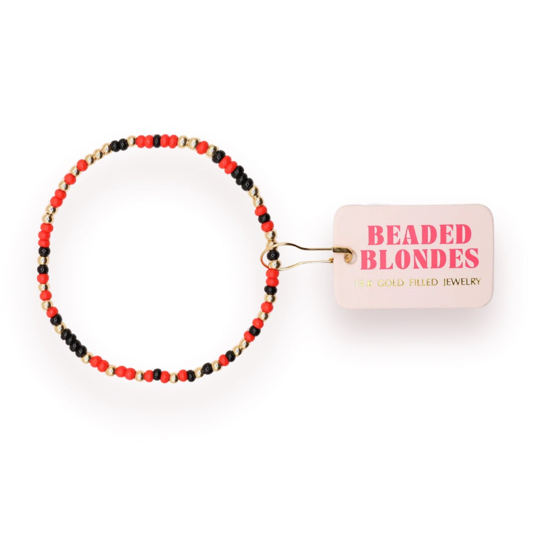 Beaded Blondes Red & Black Game Day Bracelet