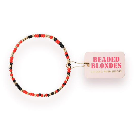 Beaded Blondes Red & Black Game Day Bracelet