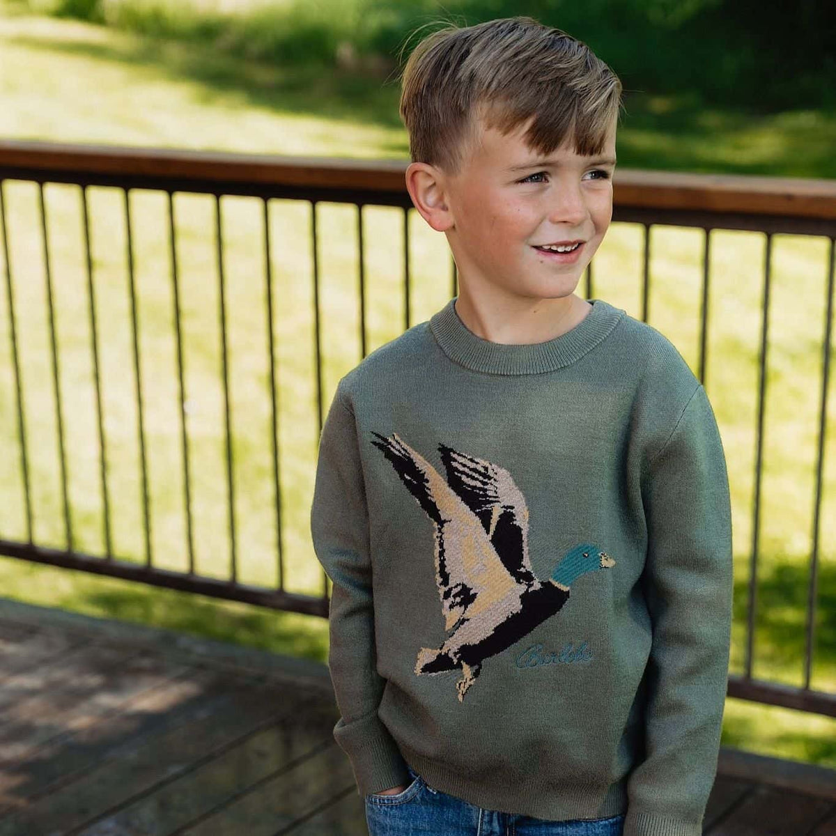 Burlebo Youth Olive Duck Cabin Sweater