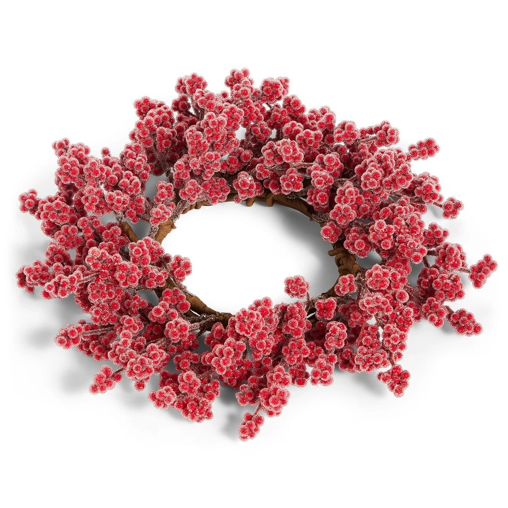 Iced Red Berry Candle Ring 4.25"