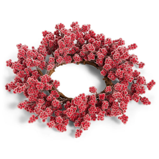 Iced Red Berry Candle Ring 4.25"