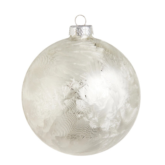 White frosted Ball Ornament 5"