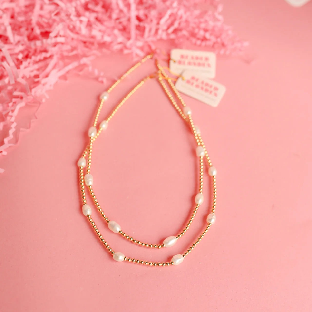 Beaded Blondes Pearl Poppi Necklace 18in