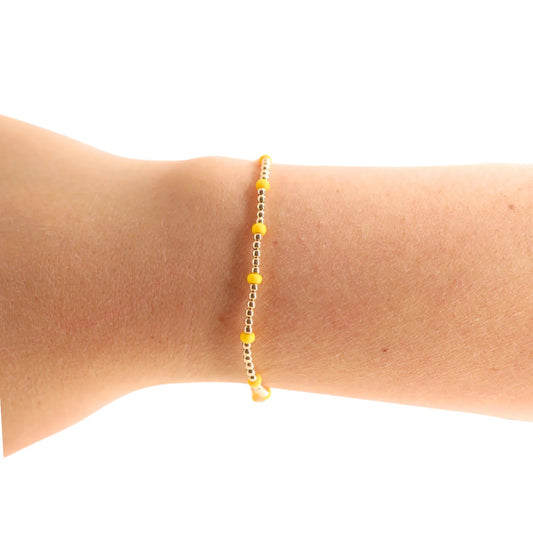 Beaded Blondes Yellow Dainty Poppi Bracelet