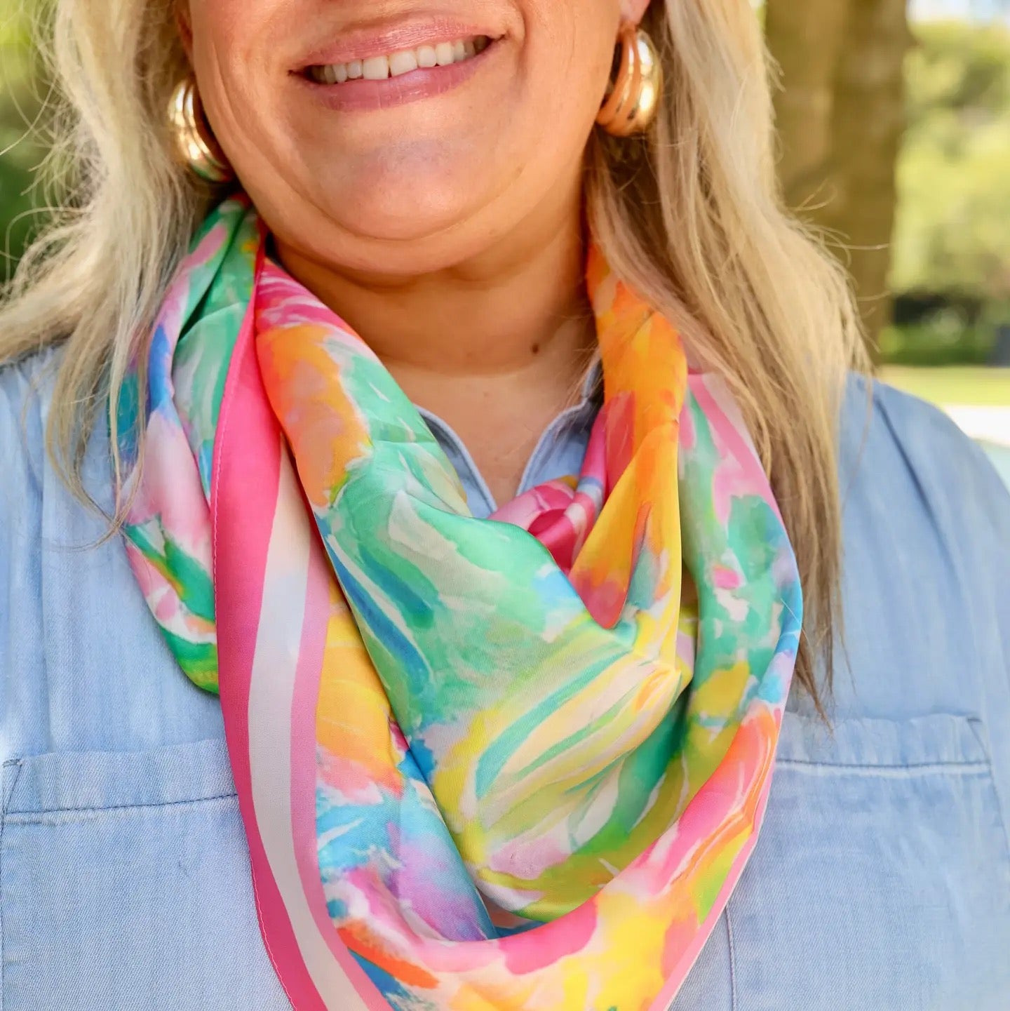 Caroline Hill Wendy Watercolor Print Scarf Multi