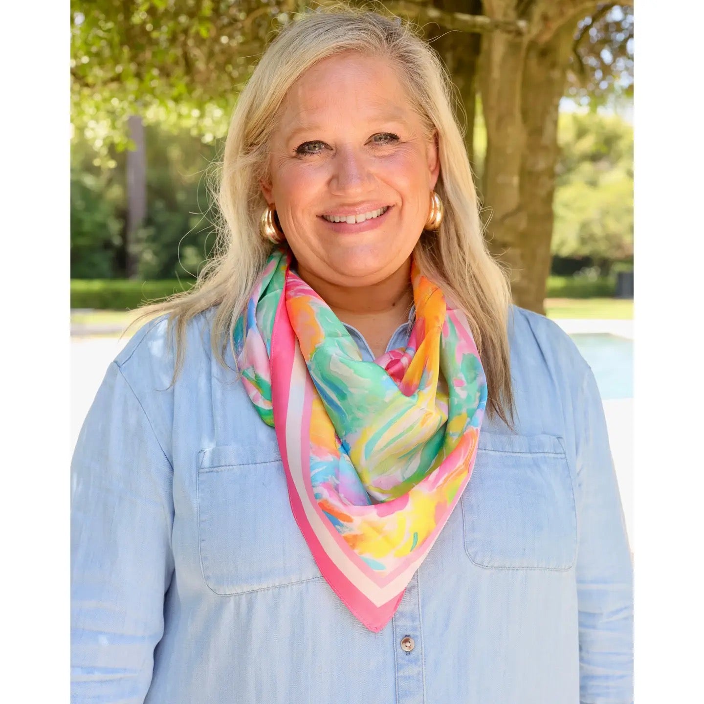 Caroline Hill Wendy Watercolor Print Scarf Multi