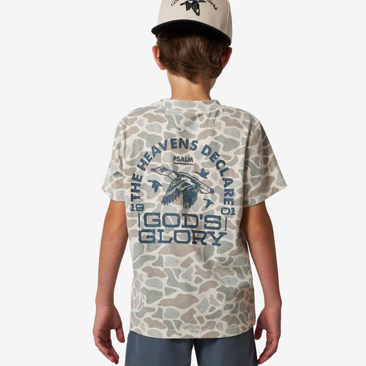 Burlebo YOUTH Vintage Washed Tee- God's Glory-Classic Deer Camo