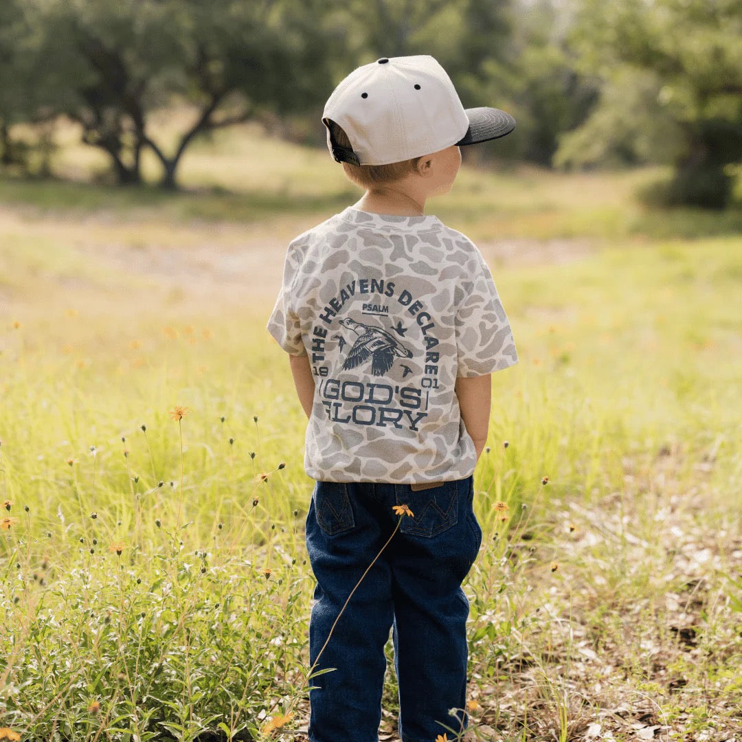 Burlebo YOUTH Vintage Washed Tee- God's Glory-Classic Deer Camo