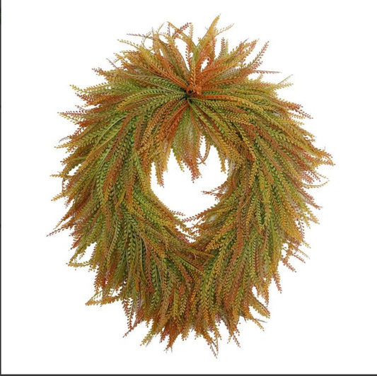 26” Fall Bead Grass Oval Wreath-UV Resistant