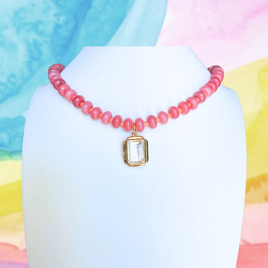 Candy Beaded Necklace- Pink