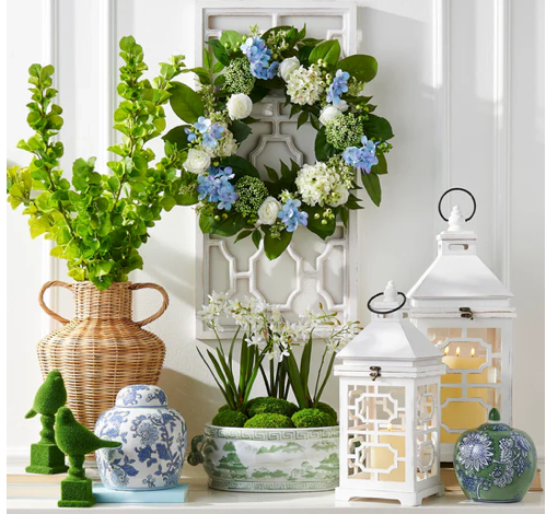 9.5" Blue Vine Round Jar