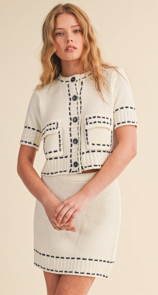 Contrast Stitch Sweater Set