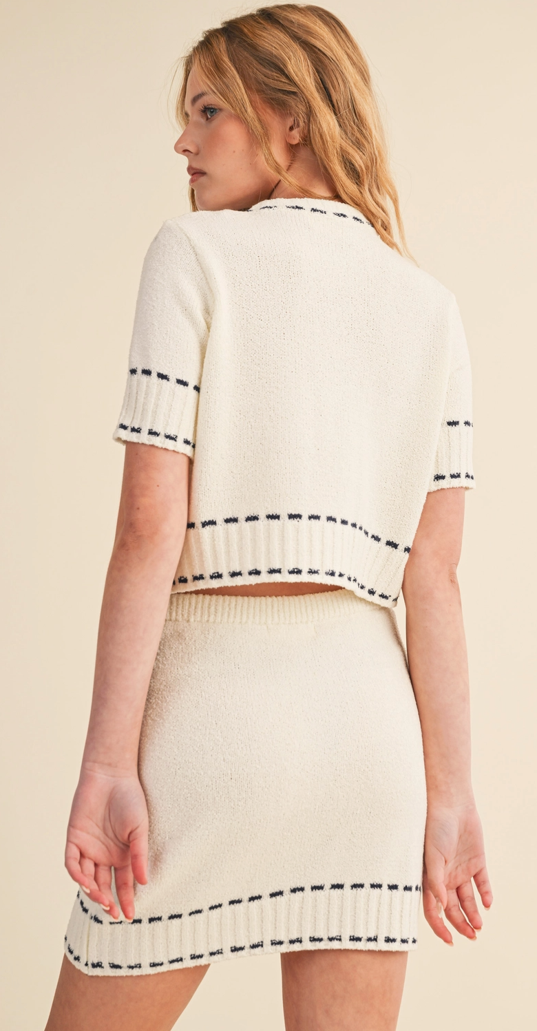 Contrast Stitch Sweater Set