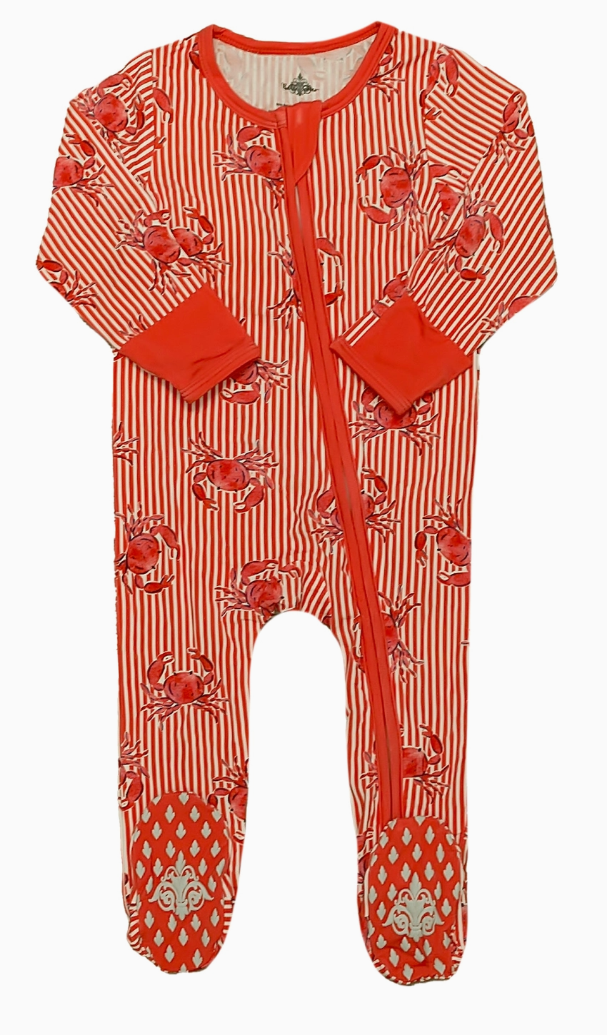 Crabby Bamboo Zipper Footie
