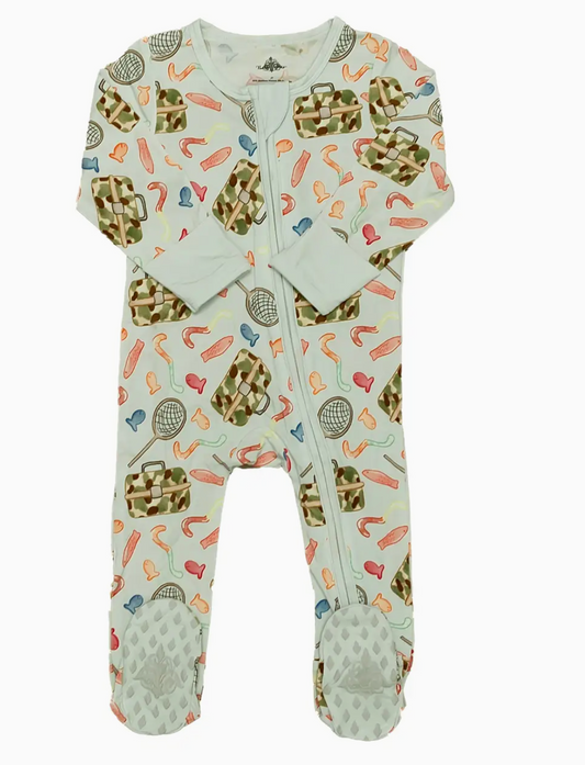 Goin' Fishing Bamboo Zipper Footie